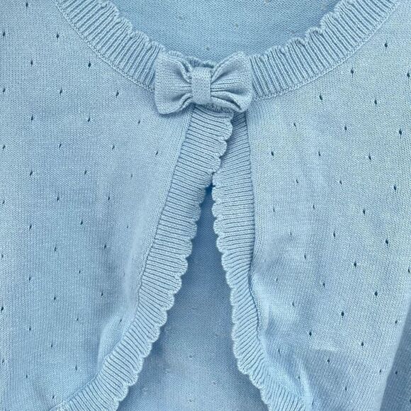 BOBOYOYO Girls’ Blue Cotton Knit Cropped Shrug Cardigan – XL - Picture 8 of 13